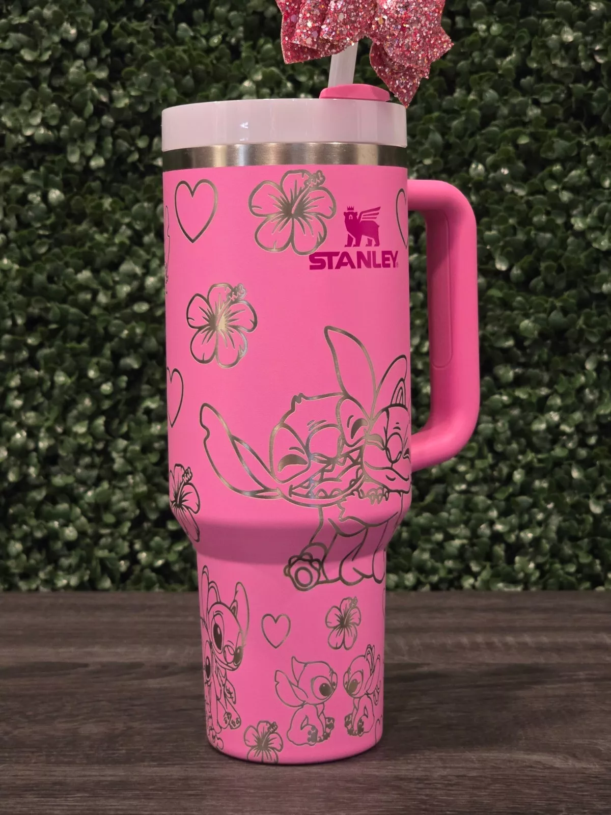 2025 Stanley Cup 40oz Angel & Stitch Lilo Pink Gift Quencher Stanley Tumbler