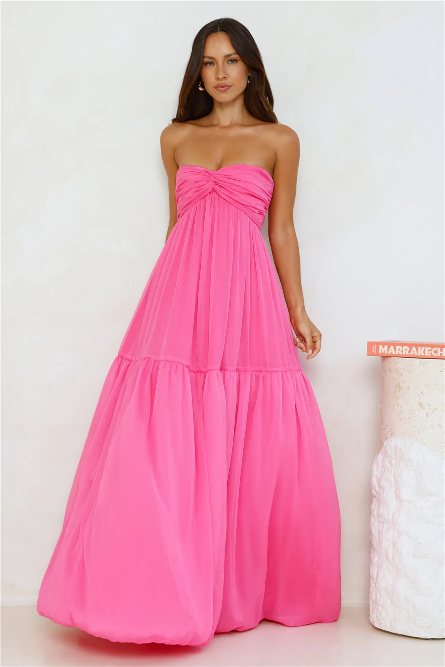 Unforgettable Style Strapless Maxi Dress Pink
