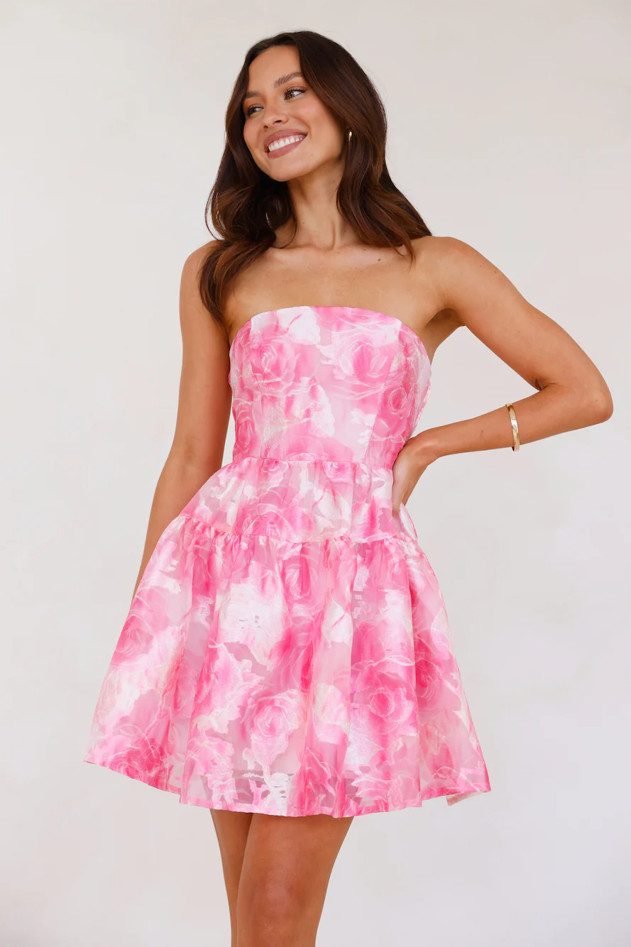 Gentle Aura Strapless Mini Dress Pink