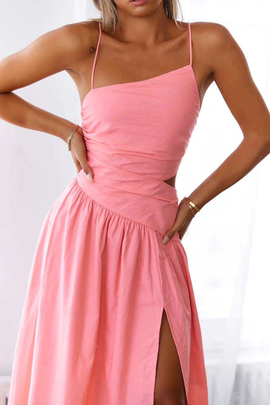 HELLO MOLLY Walks By The Sunrise Maxi Dress Coral