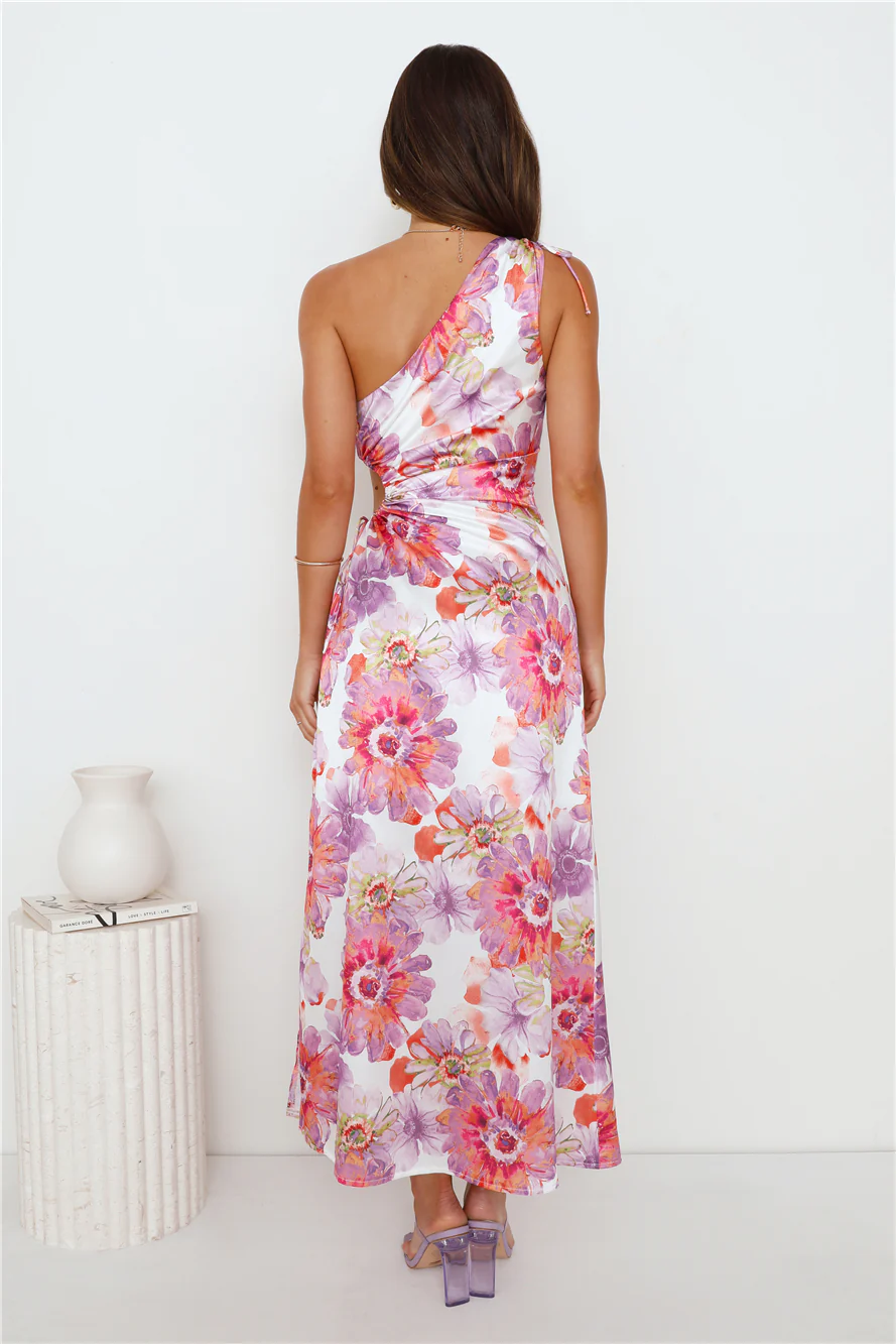 Ticket To Success One Shoulder Satin Maxi Dress Purple