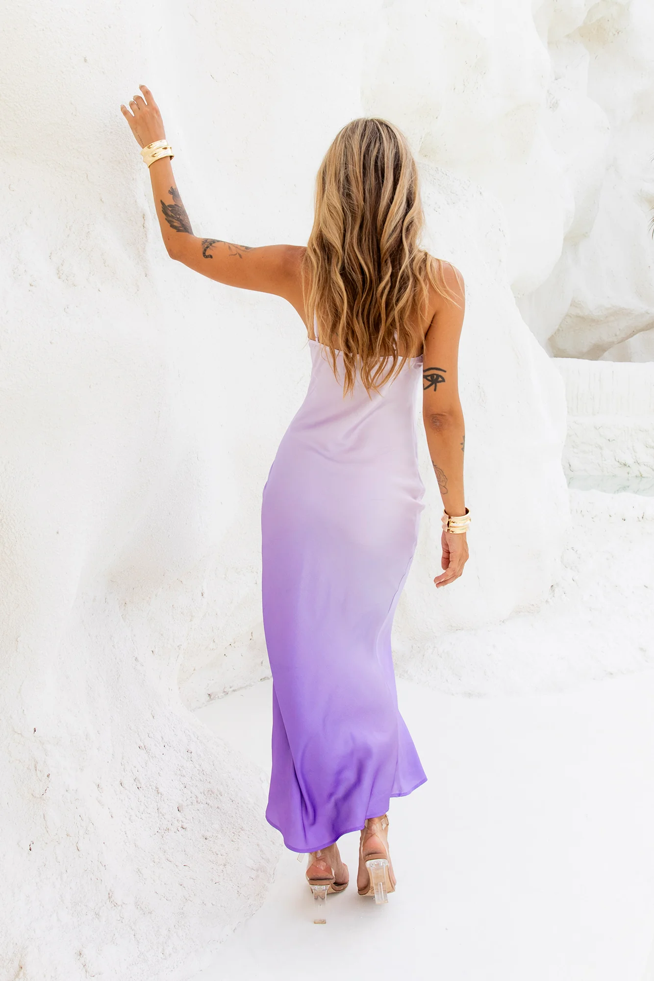 Sapphire Seascape Satin Maxi Dress Lilac