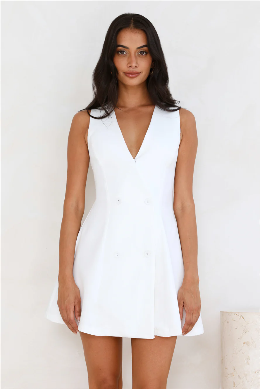 Office Chic Tailored Mini Dress White