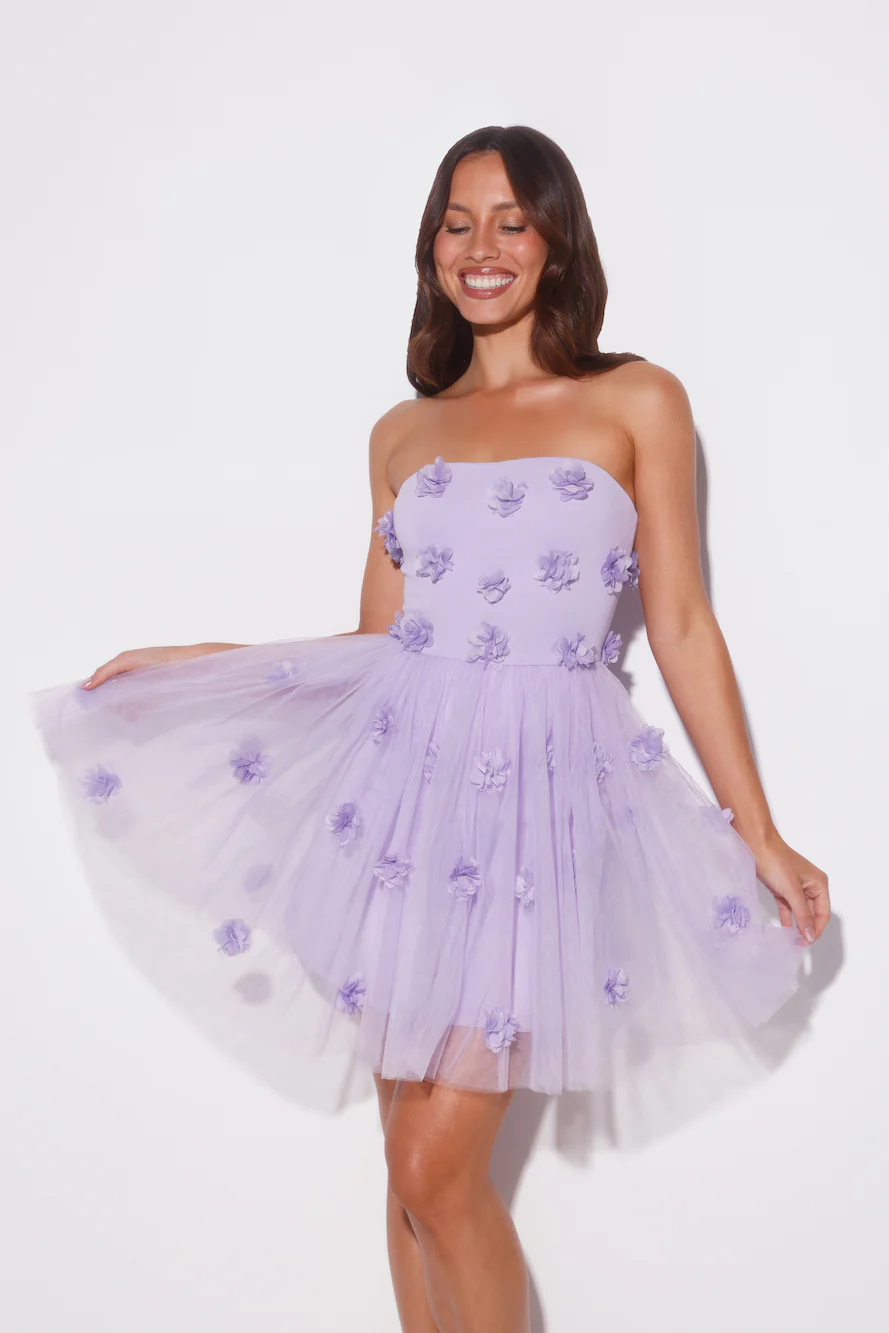 Wildflower Energy Strapless Mini Dress Lilac
