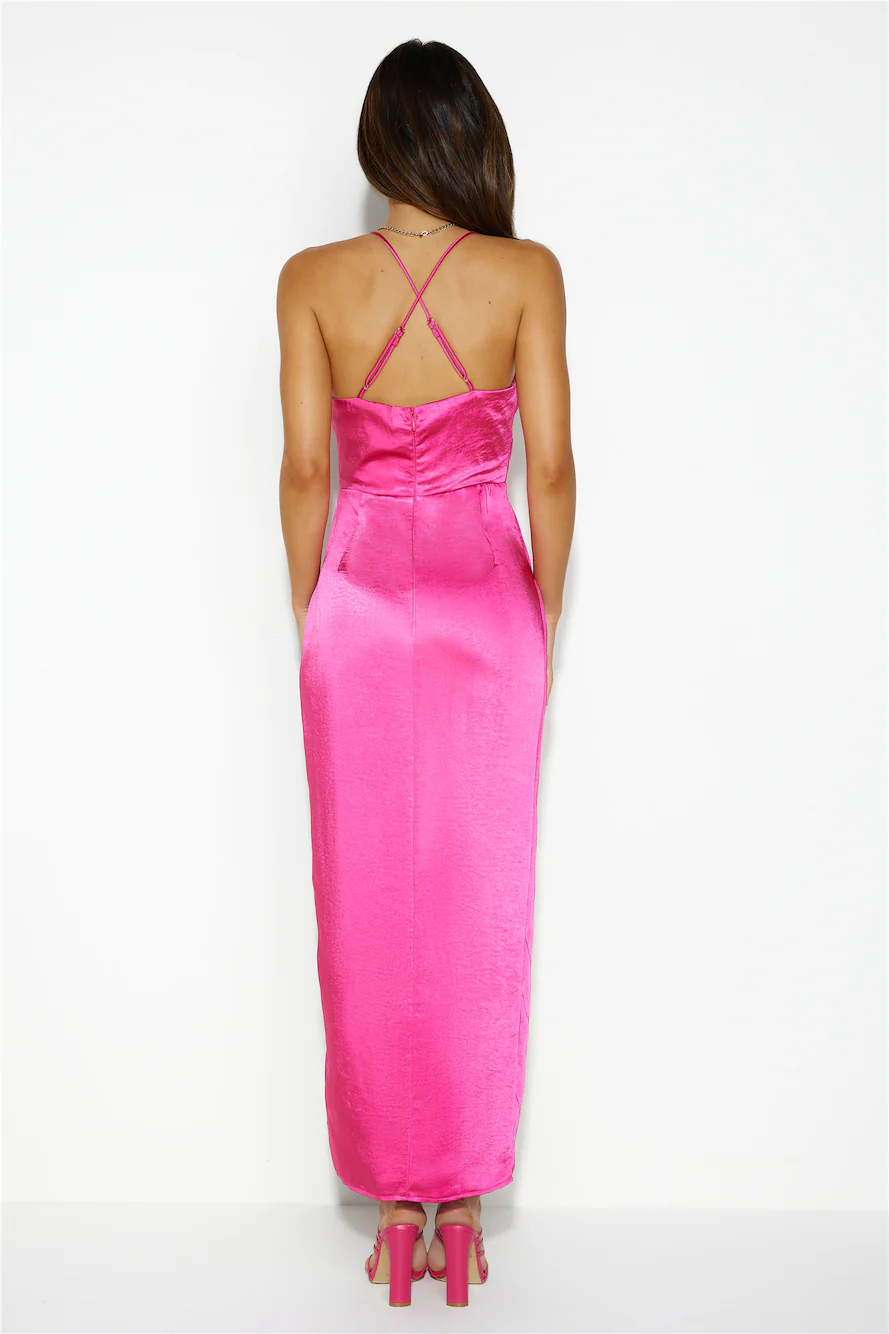 Bring The Romance Satin Maxi Dress Pink