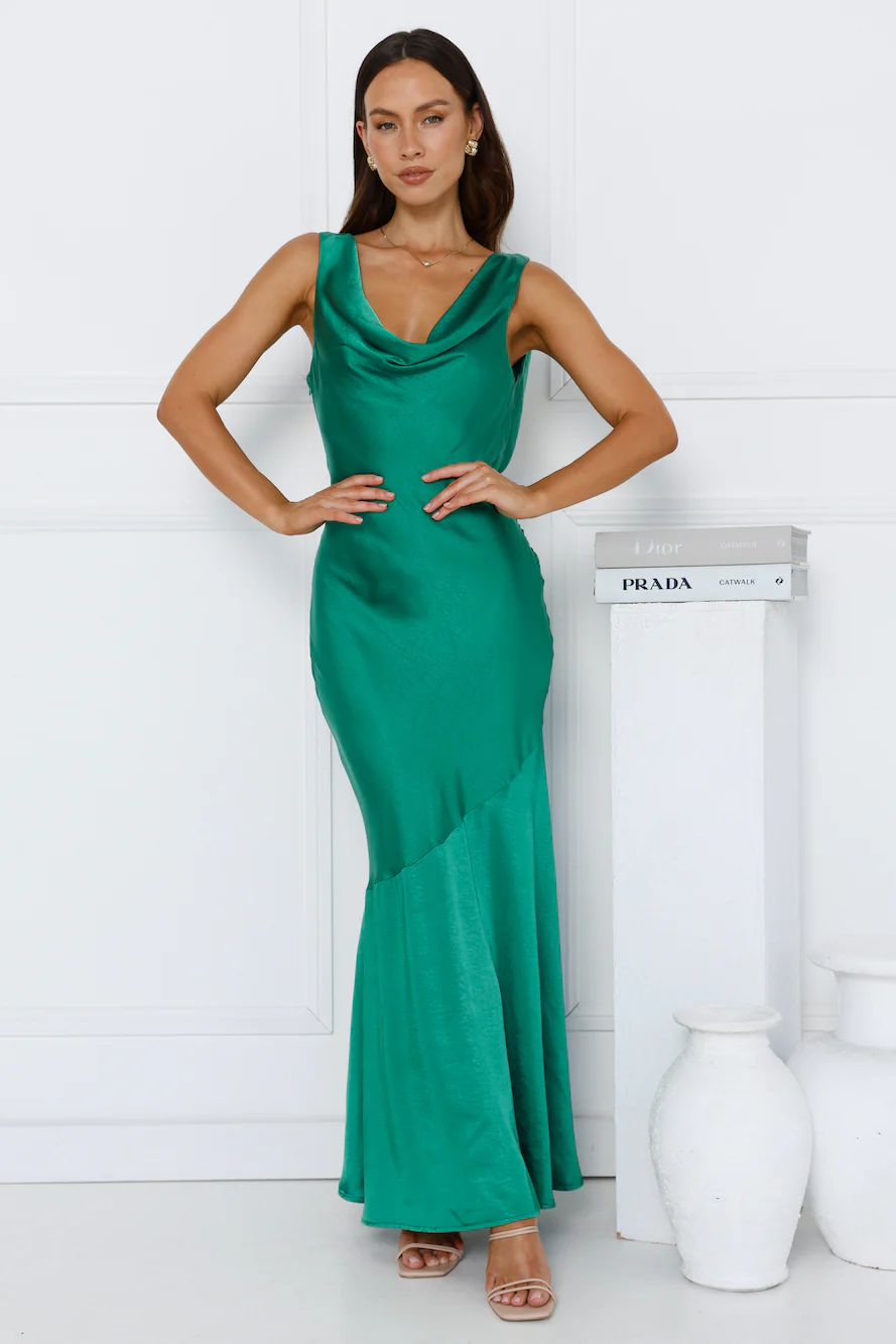 Franka Satin Maxi Dress Green