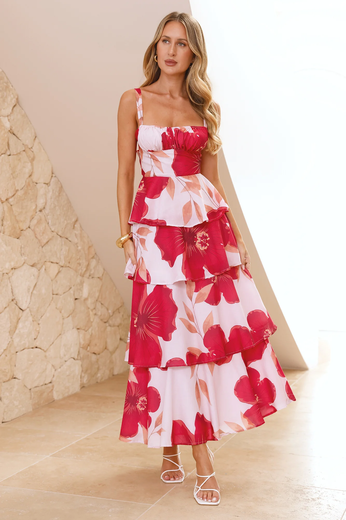 Flowering Splendor Maxi Dress Red