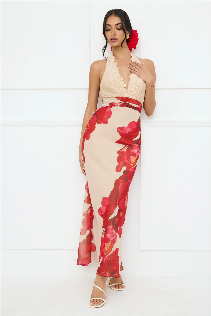 Hotter Than Ever Halter Maxi Dress Cream