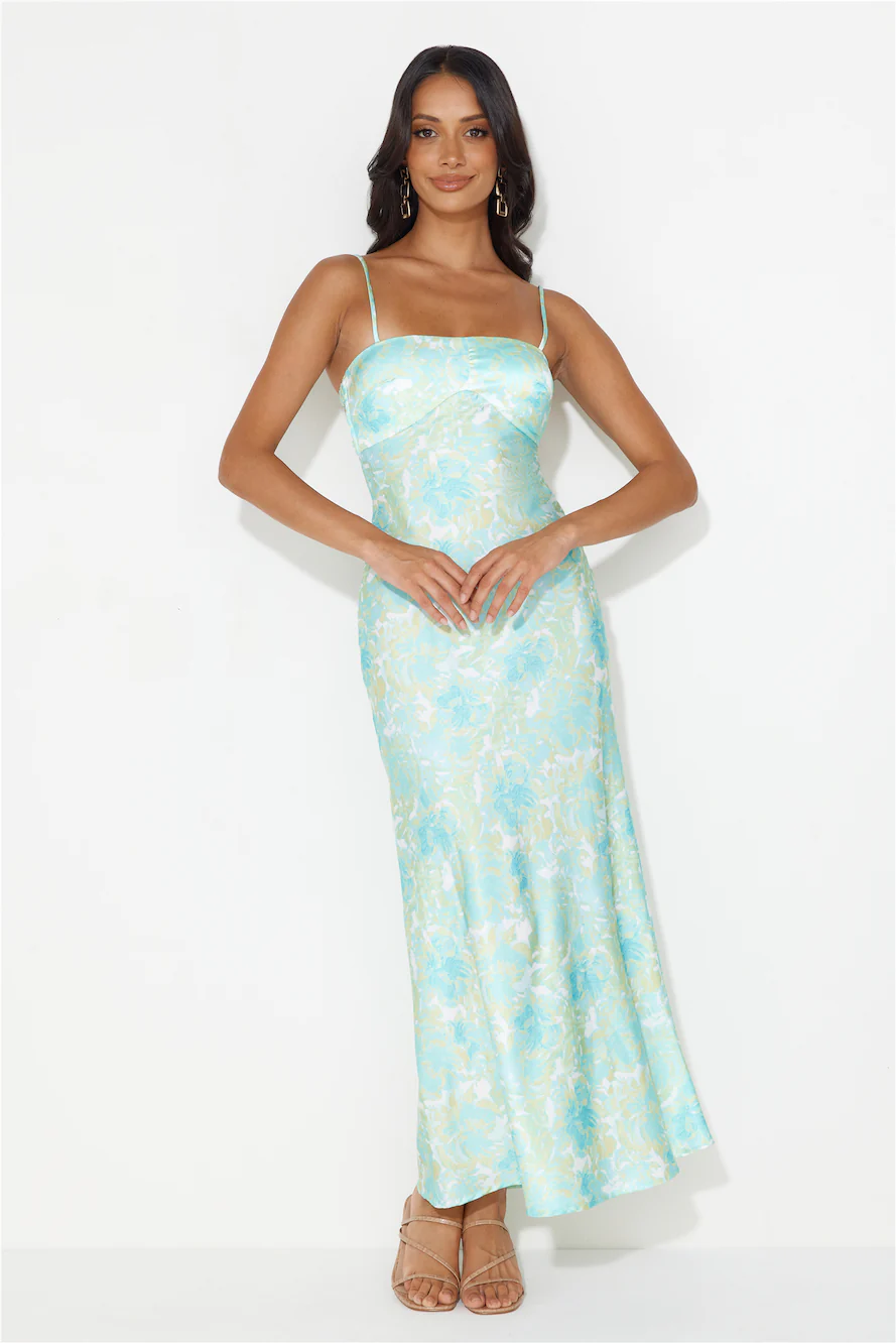 Girl To Girl Satin Maxi Dress Green