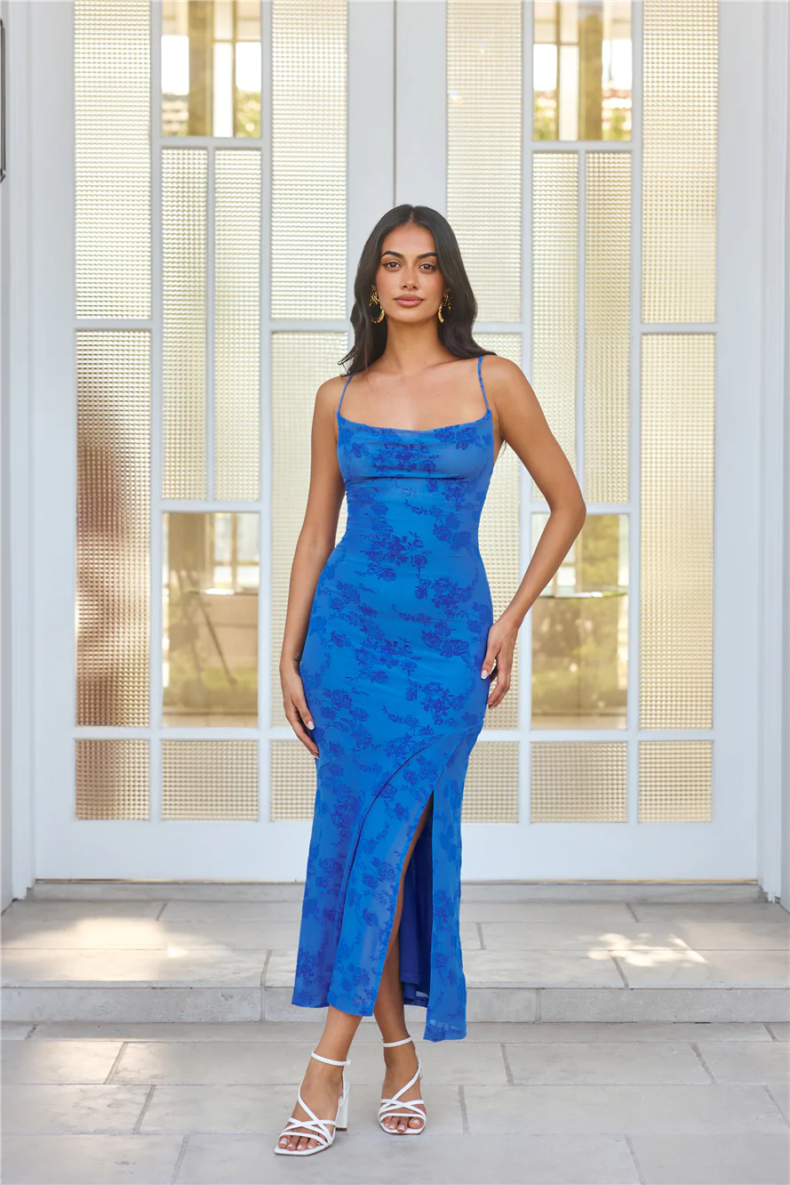 Effortlessly Me Mesh Midi Dress Blue