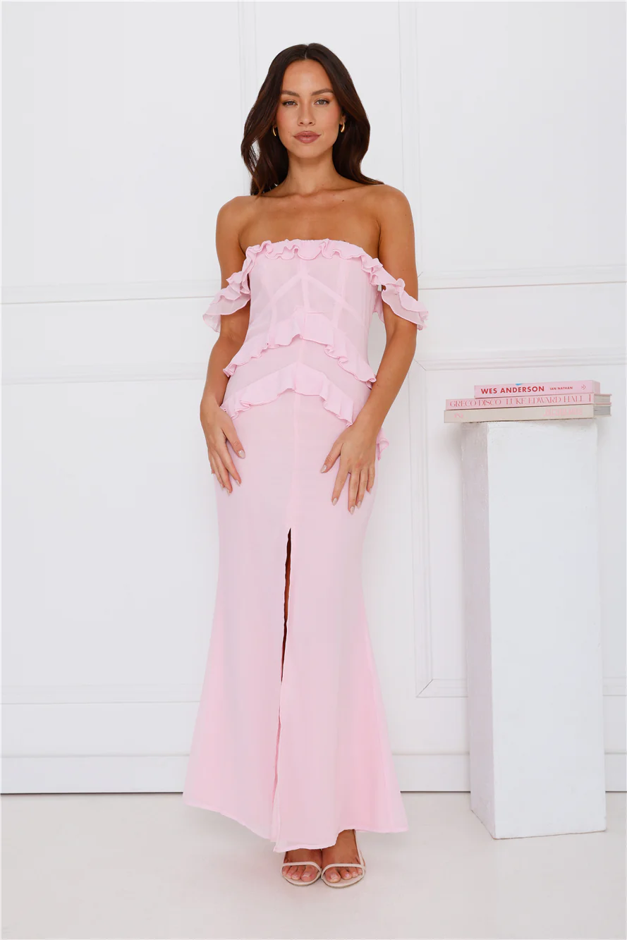 Embrace Your Magic Off Shoulder Maxi Dress Pink
