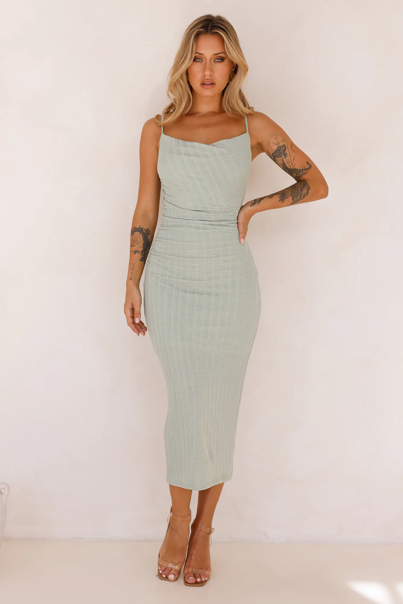Impressing All Midi Dress Sage