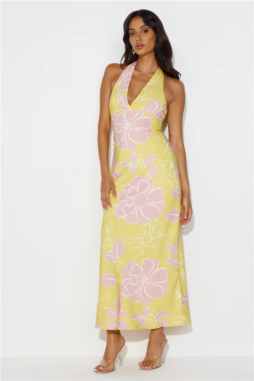 Oasis Hour Halter Maxi Dress Yellow