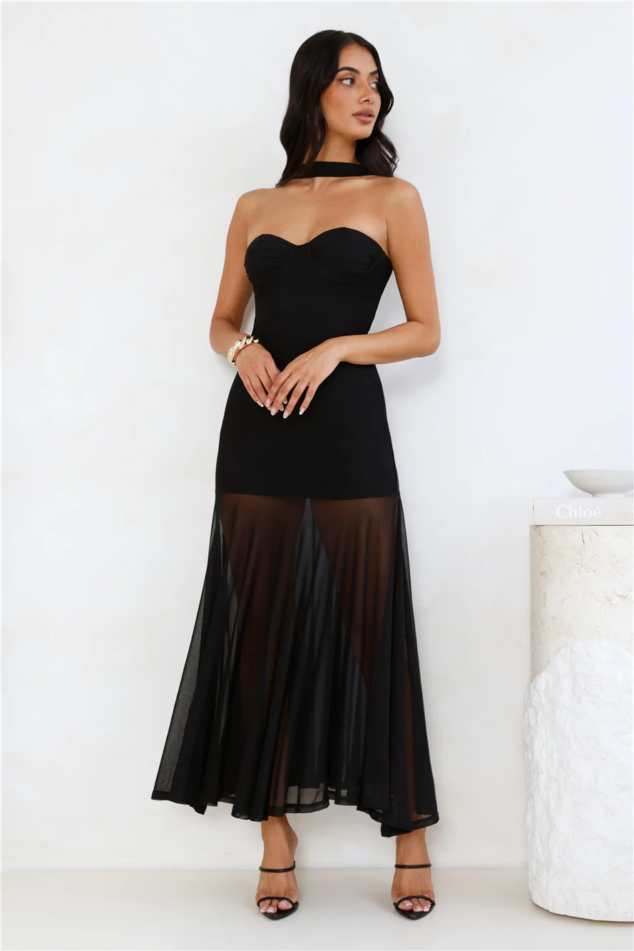 Serene Sway Strapless Maxi Dress Black