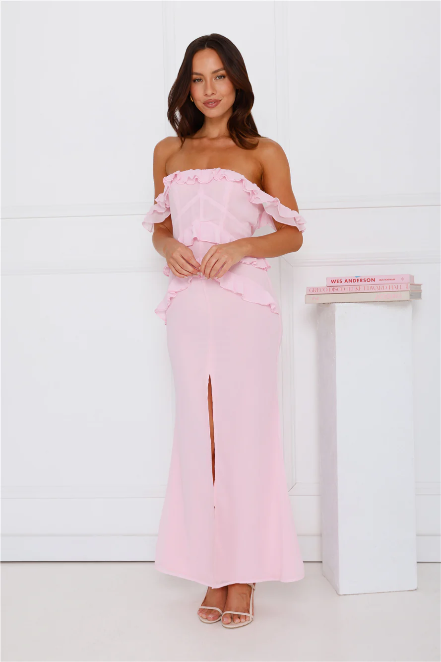 Embrace Your Magic Off Shoulder Maxi Dress Pink