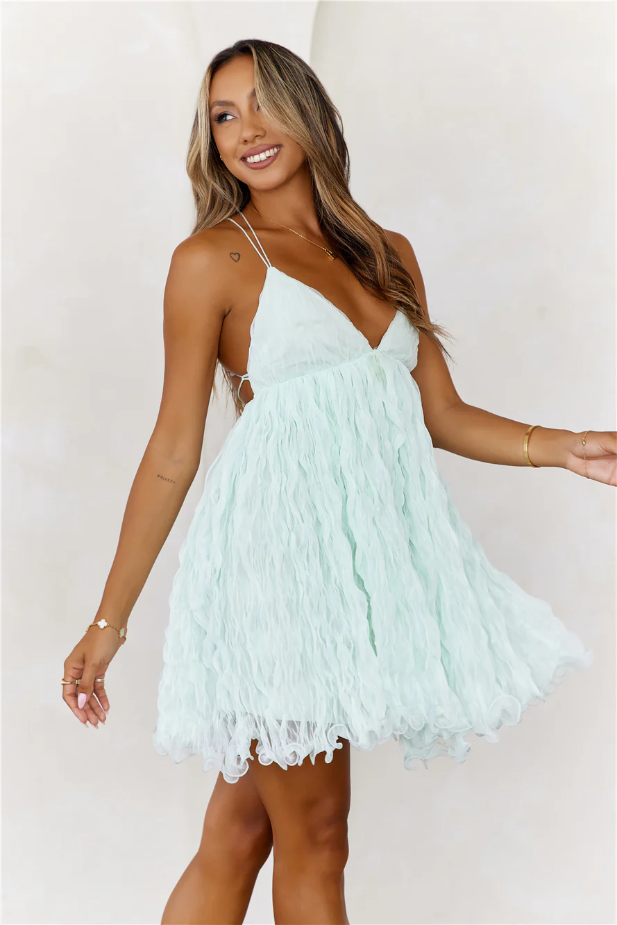 Feel The Breeze Mesh Mini Dress Mint