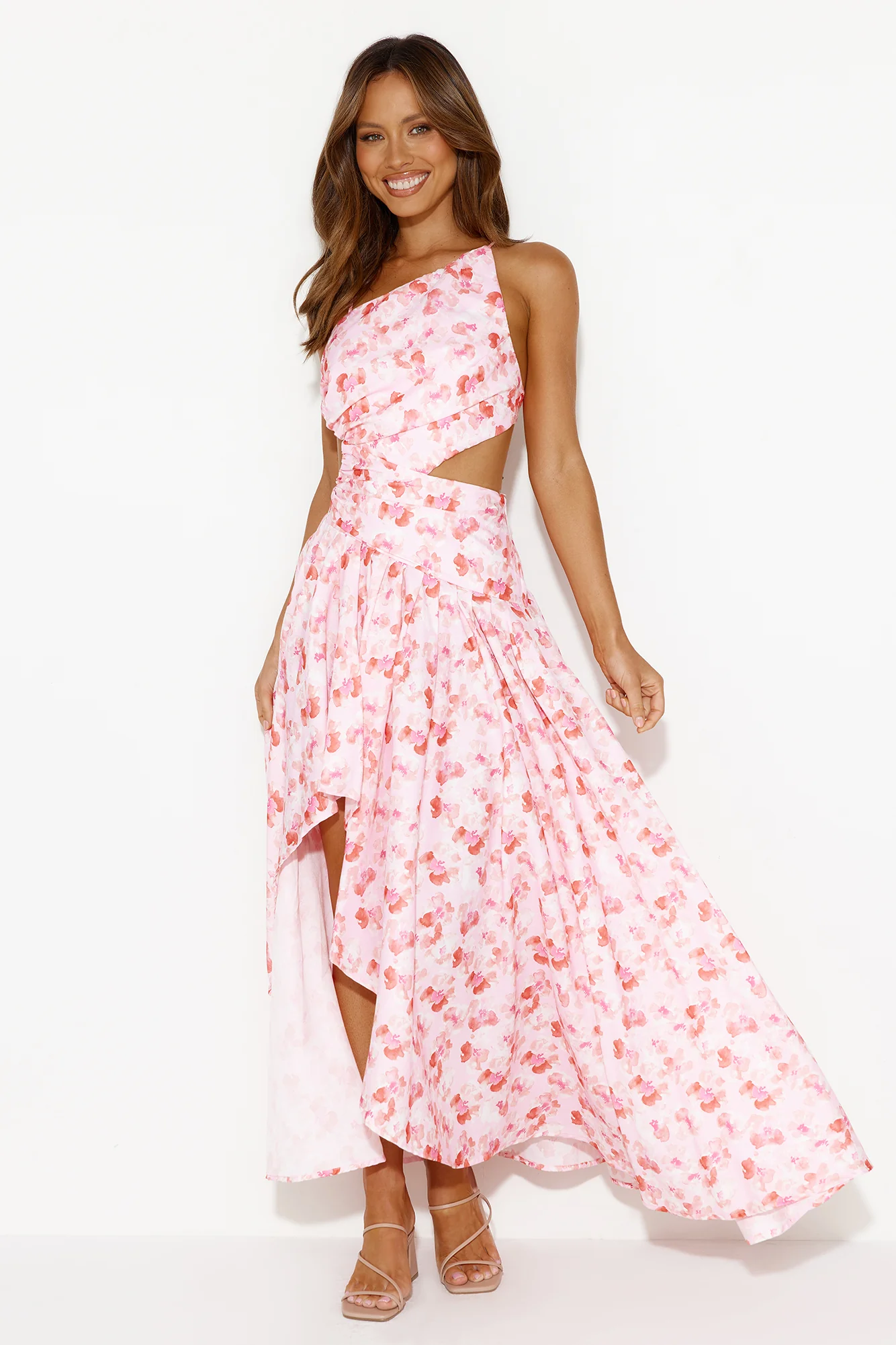 Rose Fields Midi Dress Pink