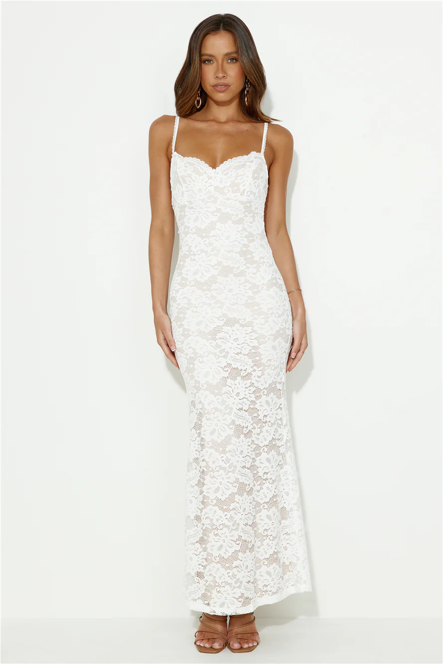 Soft Sweet Lace Maxi Dress White