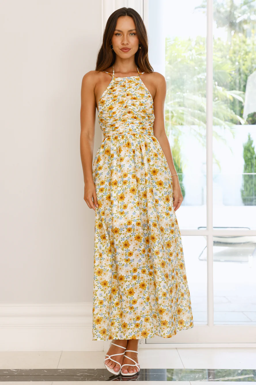 Chasing Summer Halter Midi Dress Print