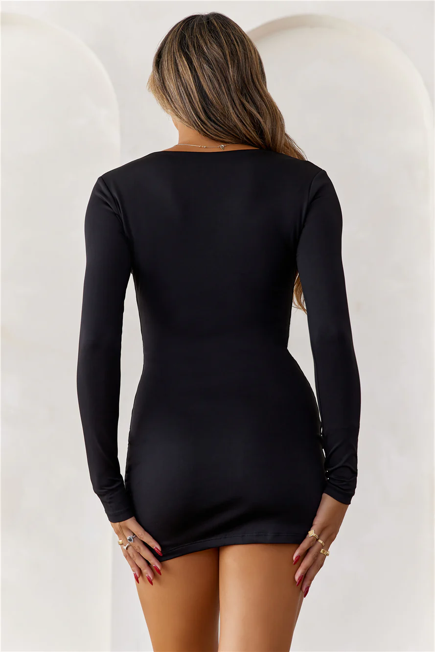 BASE  Layer Me Long Sleeve Mini Dress Black