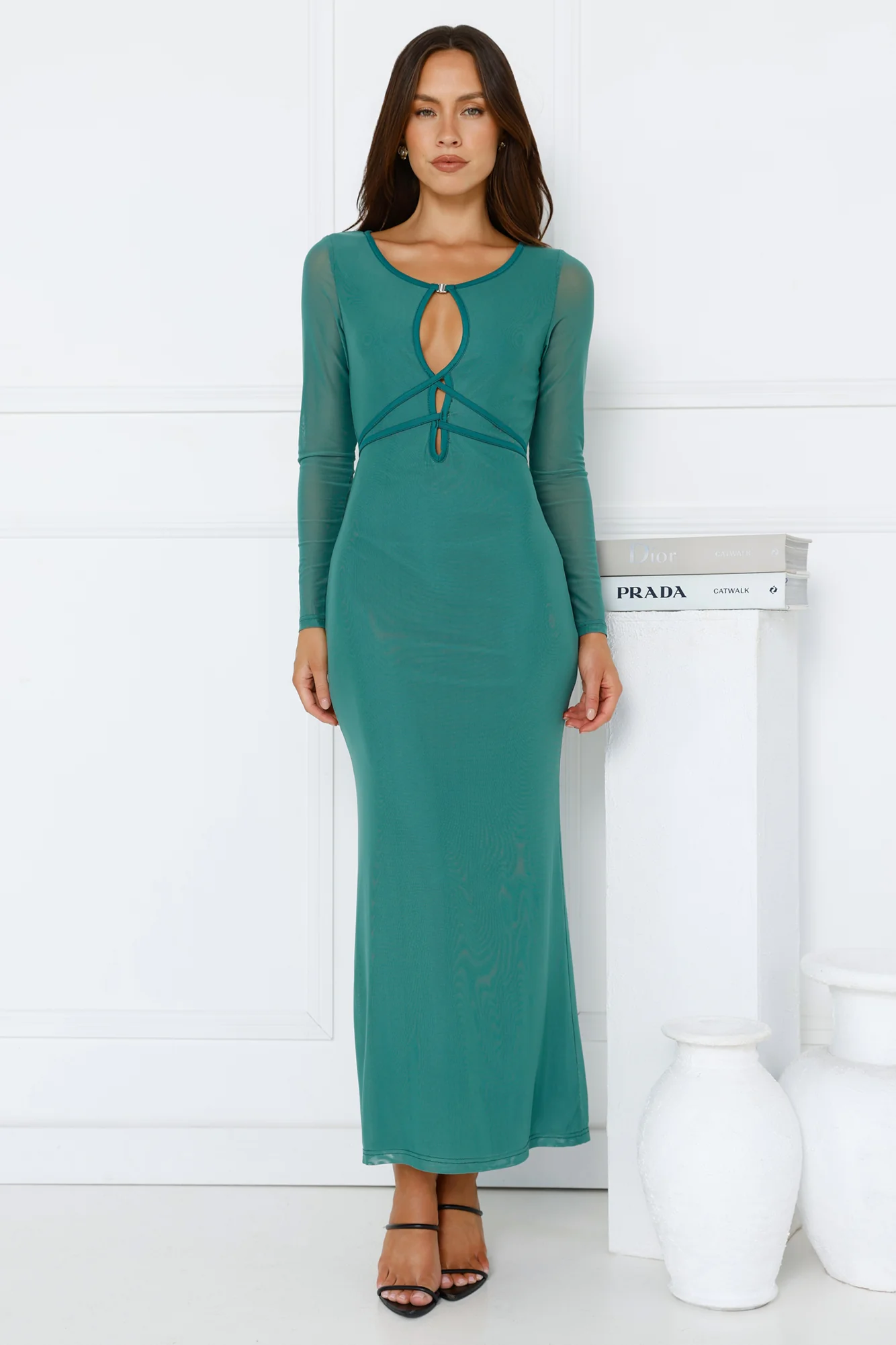 Solange Long Sleeve Maxi Dress Green