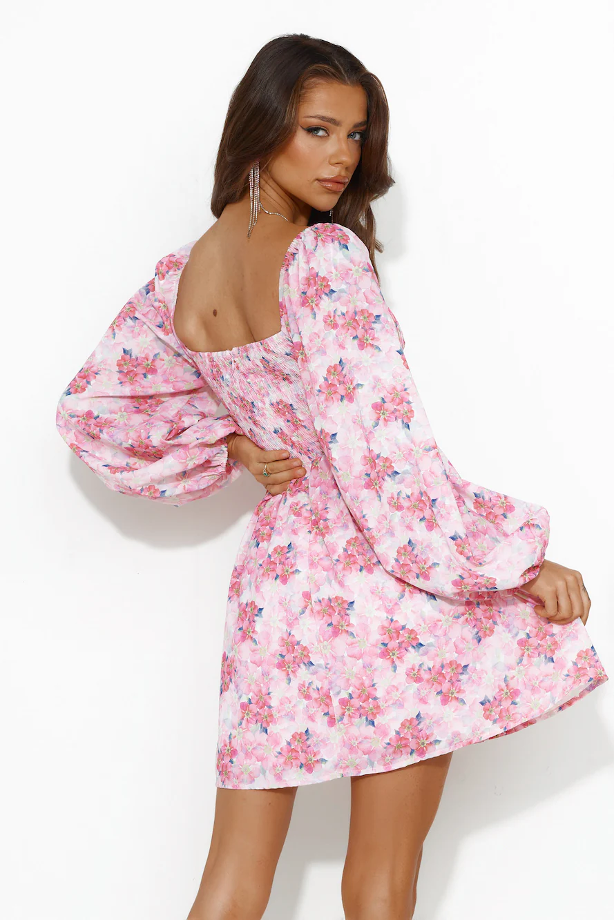 Expressing Fun Long Sleeve Mini Dress Pink