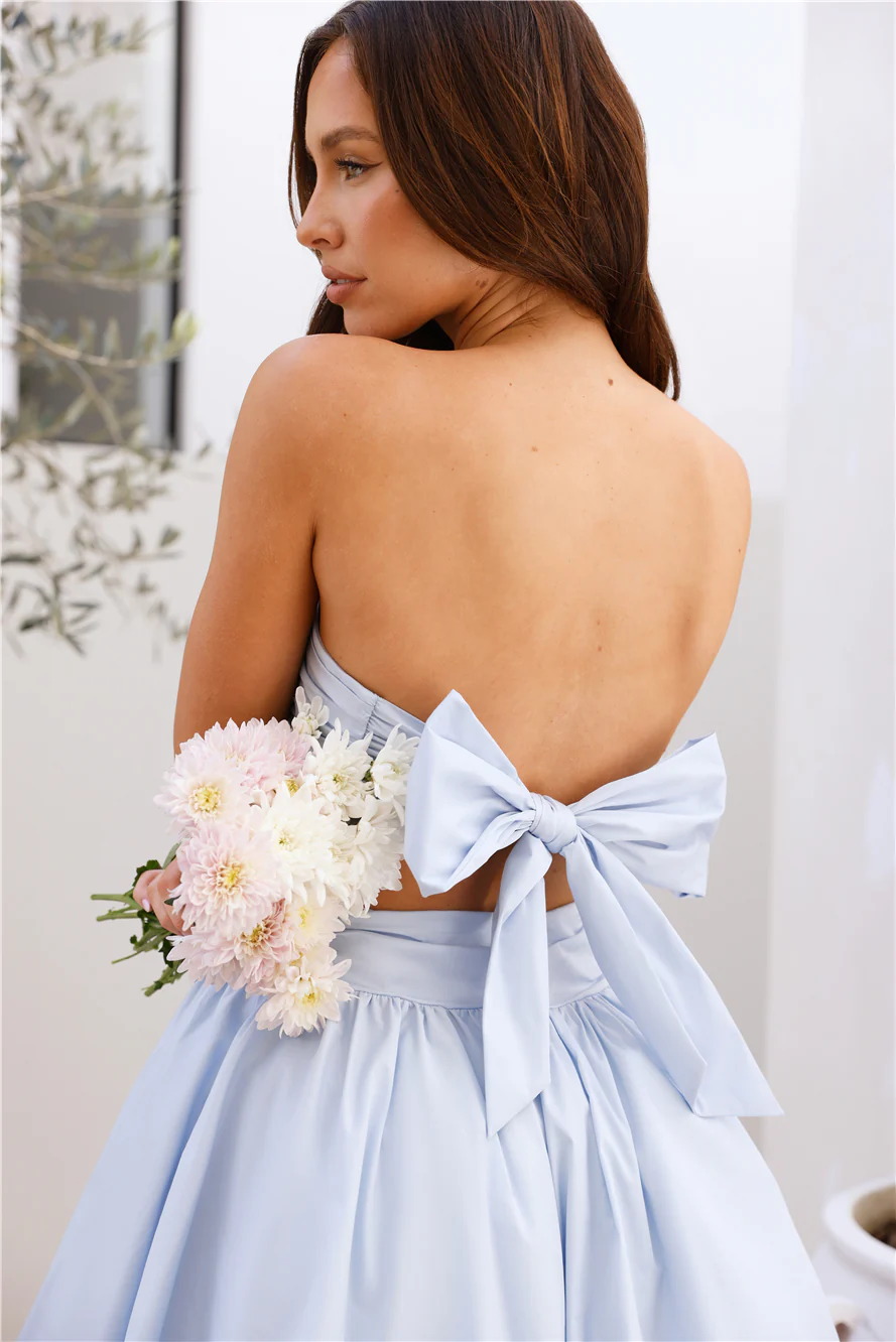 HELLO MOLLY  Upon A Cloud Strapless Mini Dress Light Blue