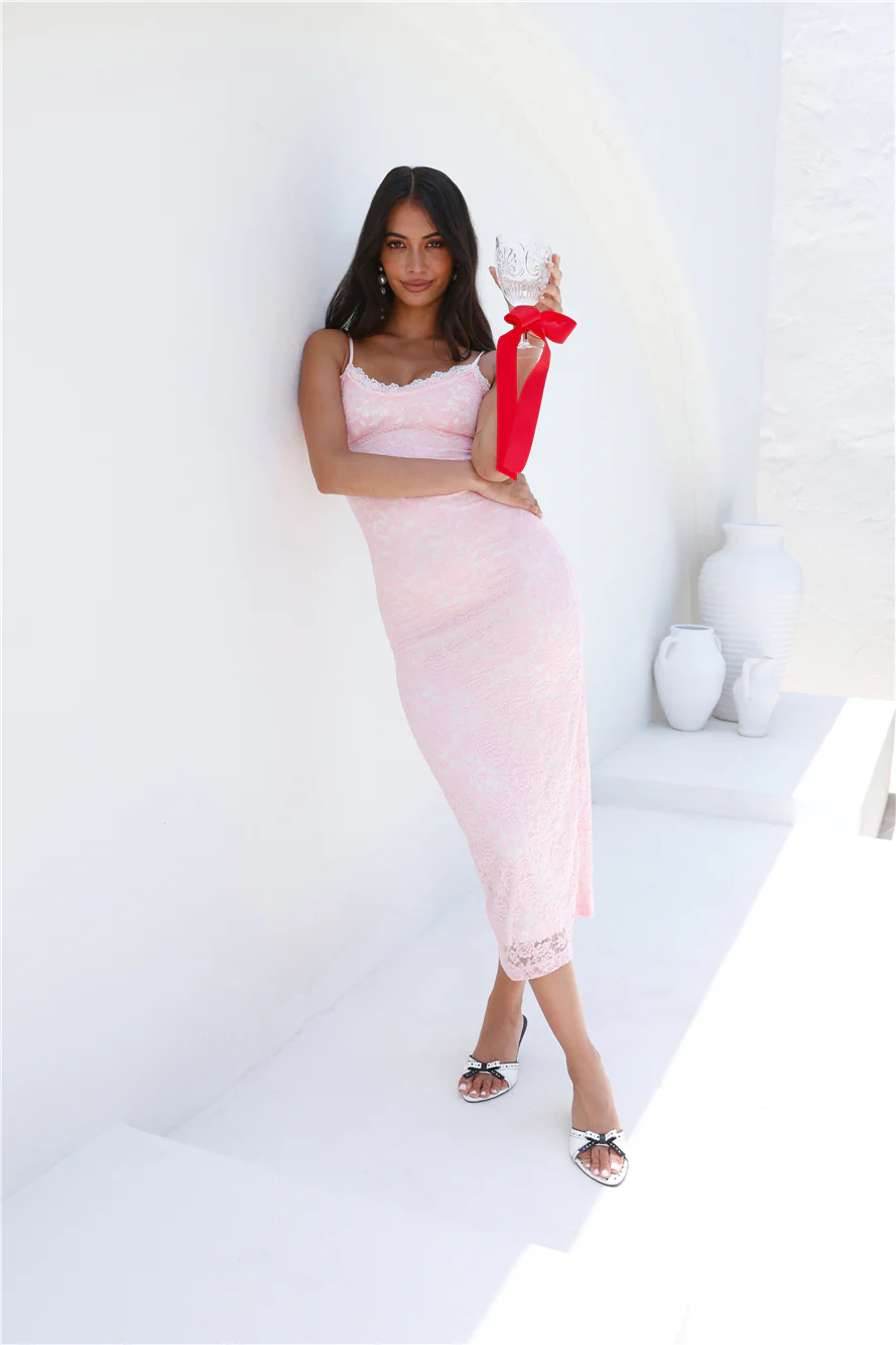 Soft And Dainty Lace Maxi Dress Pink