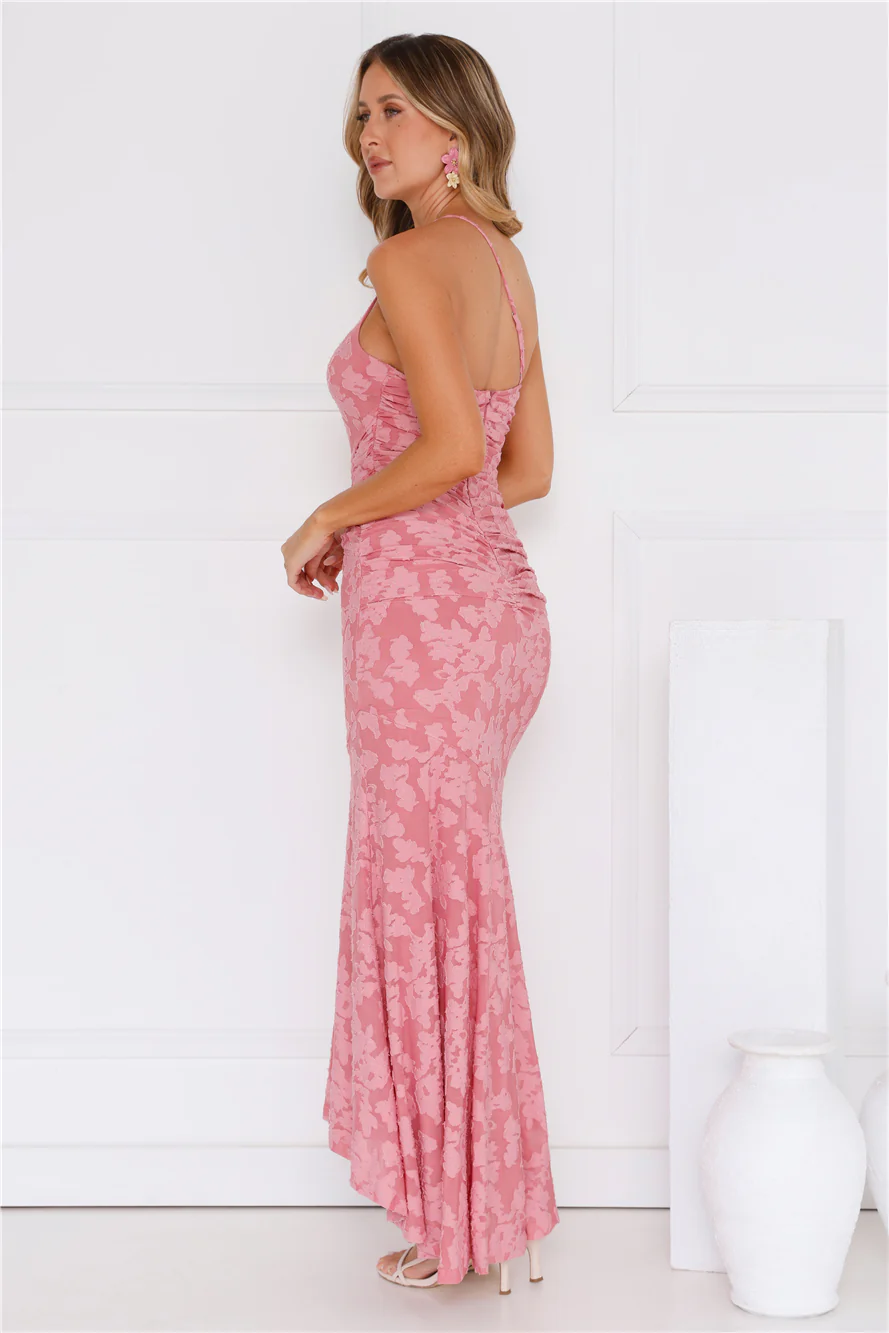 Someone Stylish One Shoulder Mesh Maxi Dress Plum