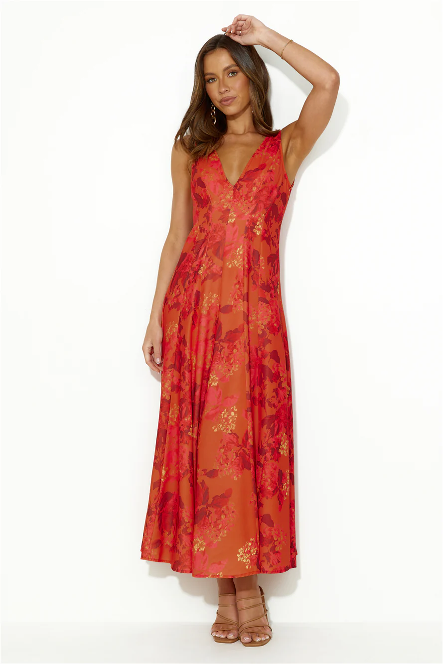 Perfectly Swaying Midi Dress Red