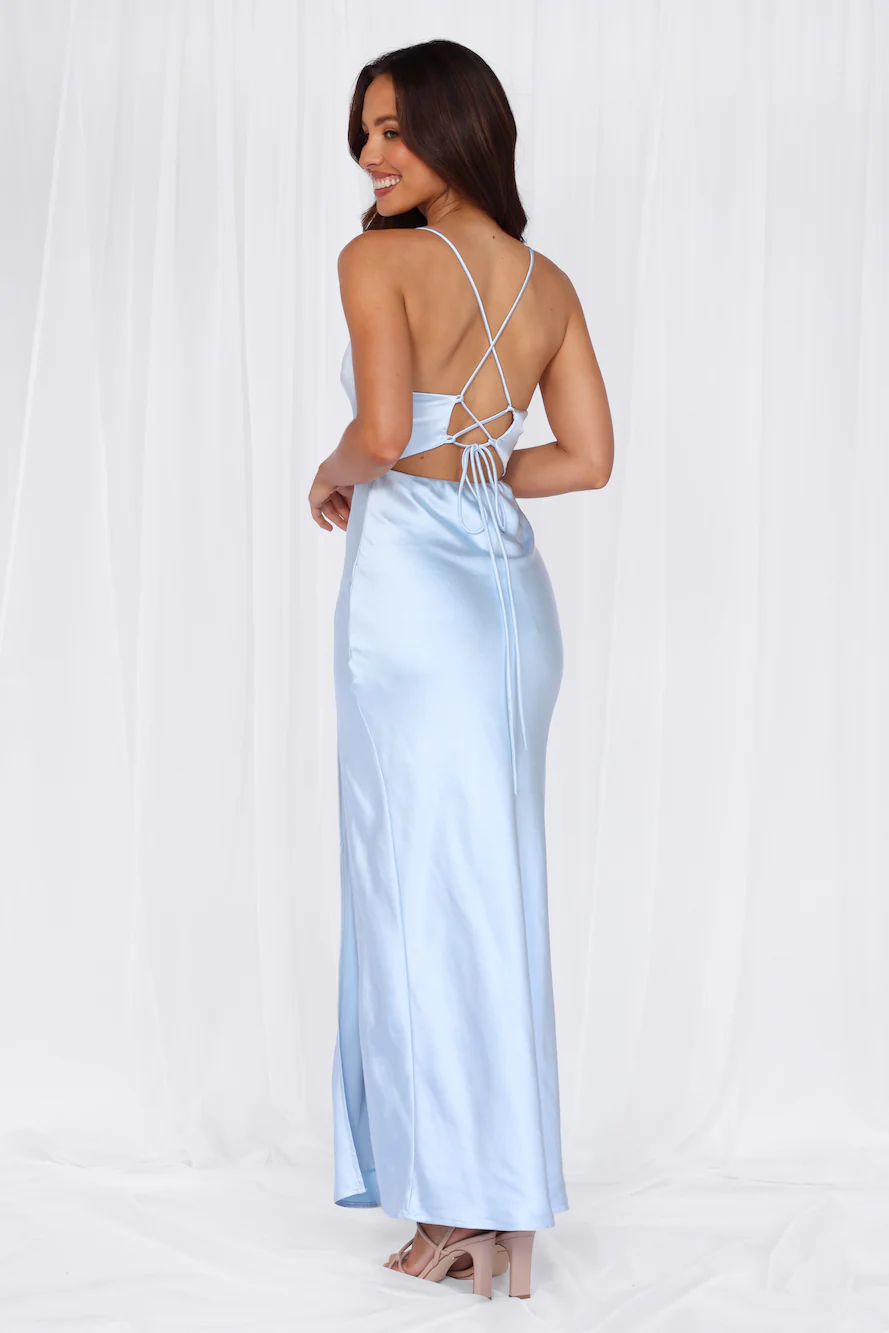 The Sophia Satin Maxi Dress Blue