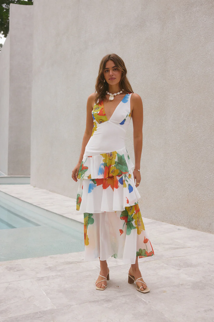 Rosewater Reverie Maxi Dress White