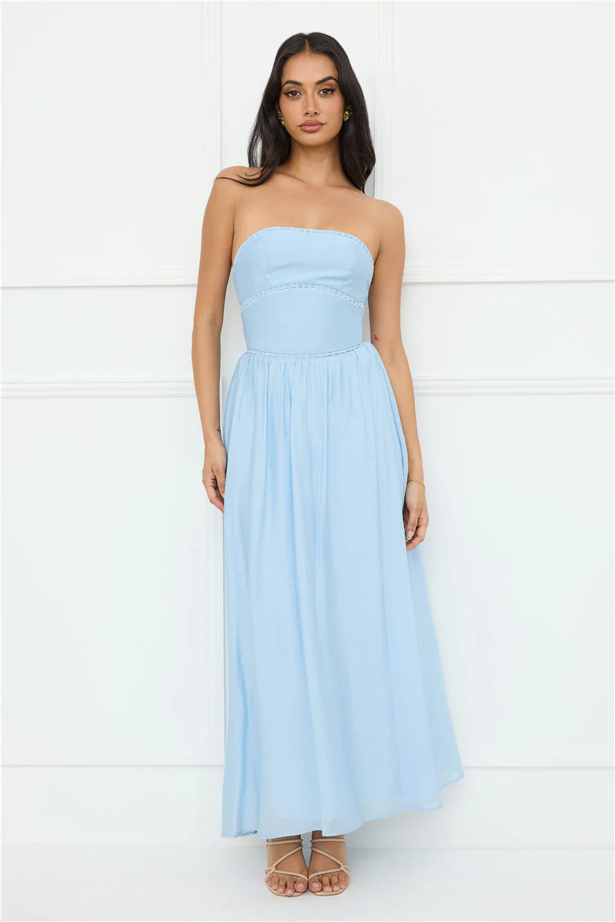 Luxurious Glow Strapless Maxi Dress Blue