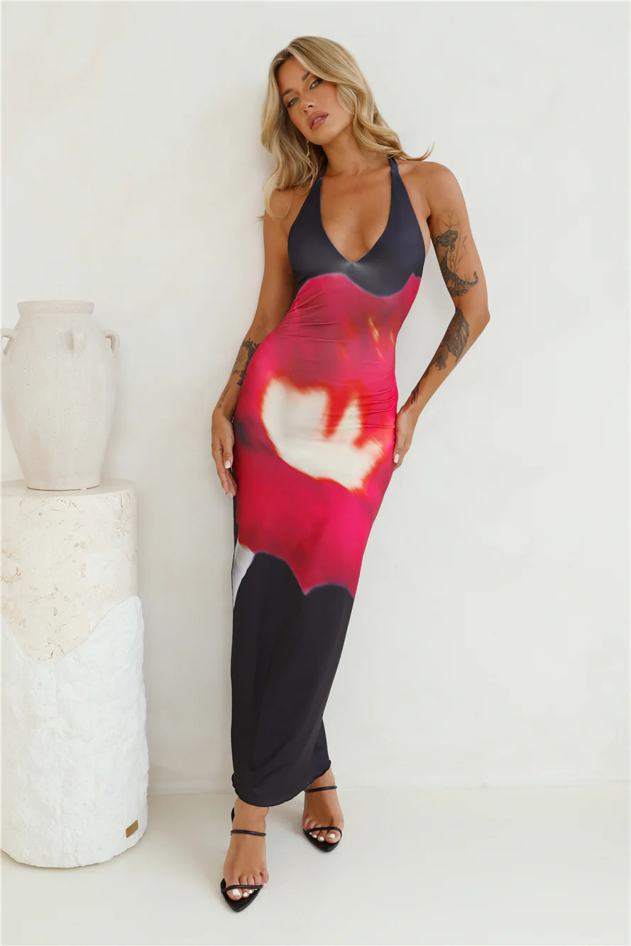 She's An Island Girl Halter Maxi Dress Black