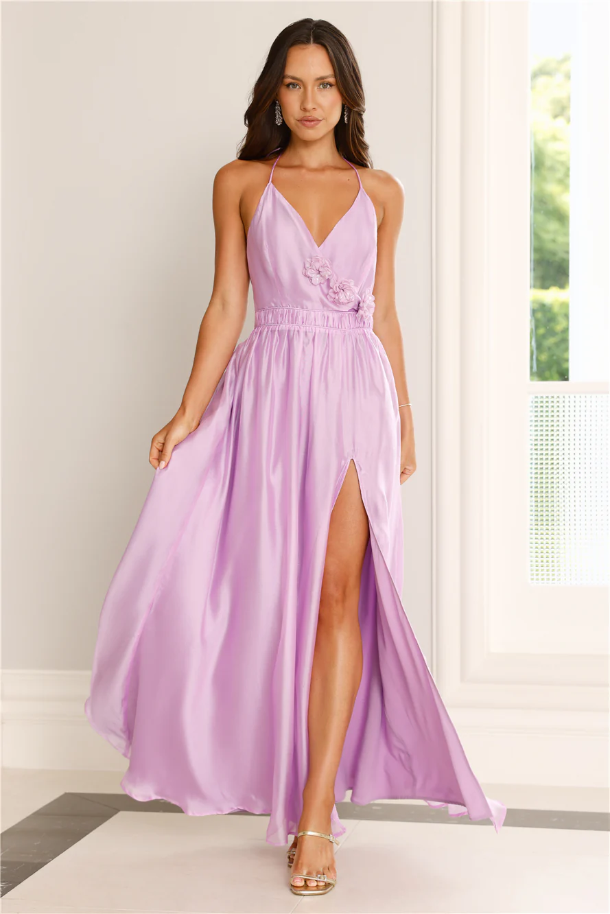 Elegant Delights Halter Maxi Dress Purple