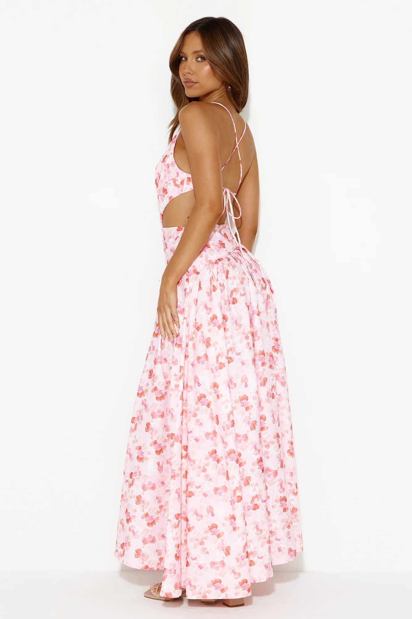 Rose Fields Midi Dress Pink