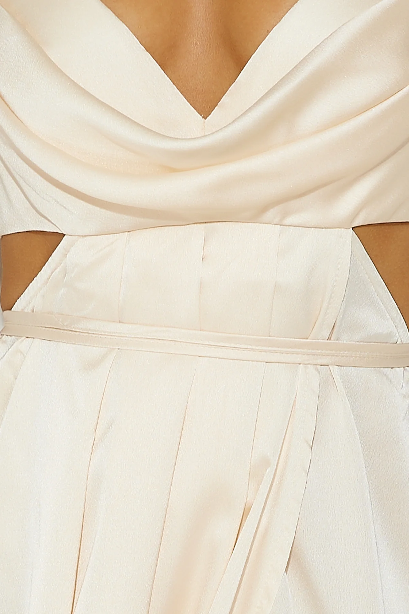 Reveal Your Mind Satin Midi Dress Champagne