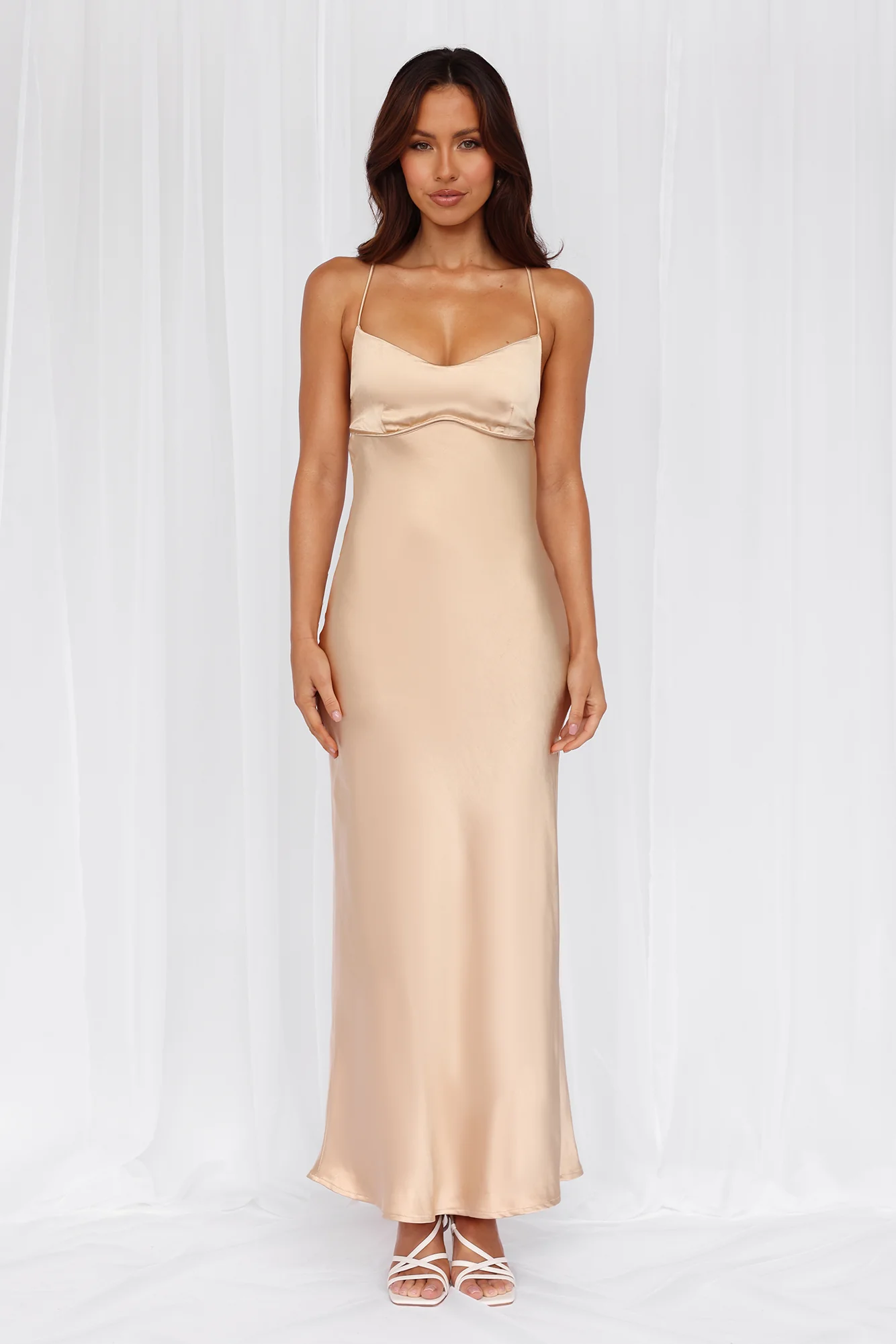 The Samara Satin Maxi Dress Champagne