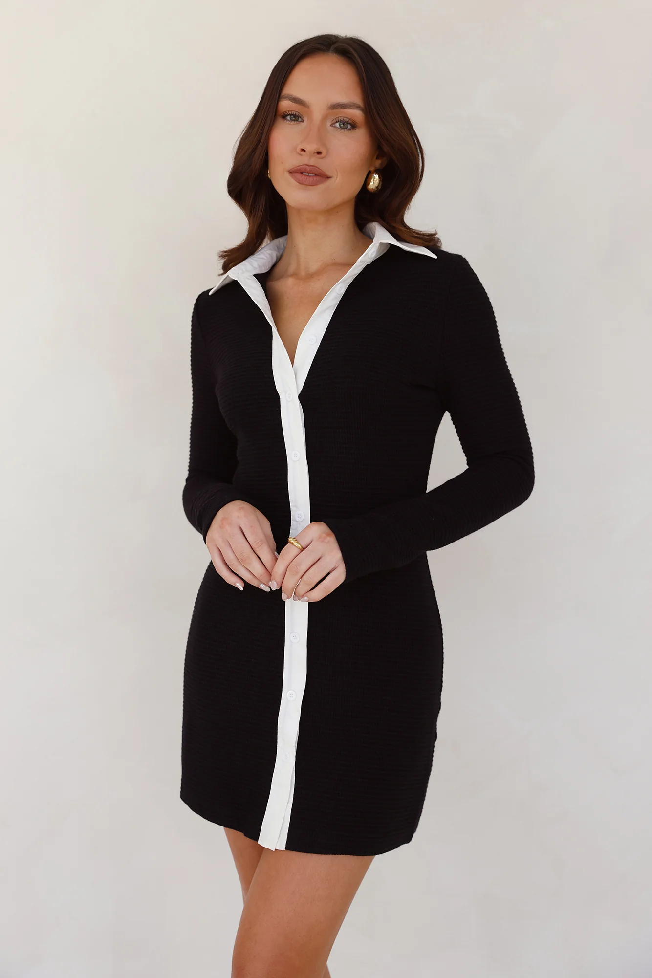 Elevated Style Shirt Dress Black