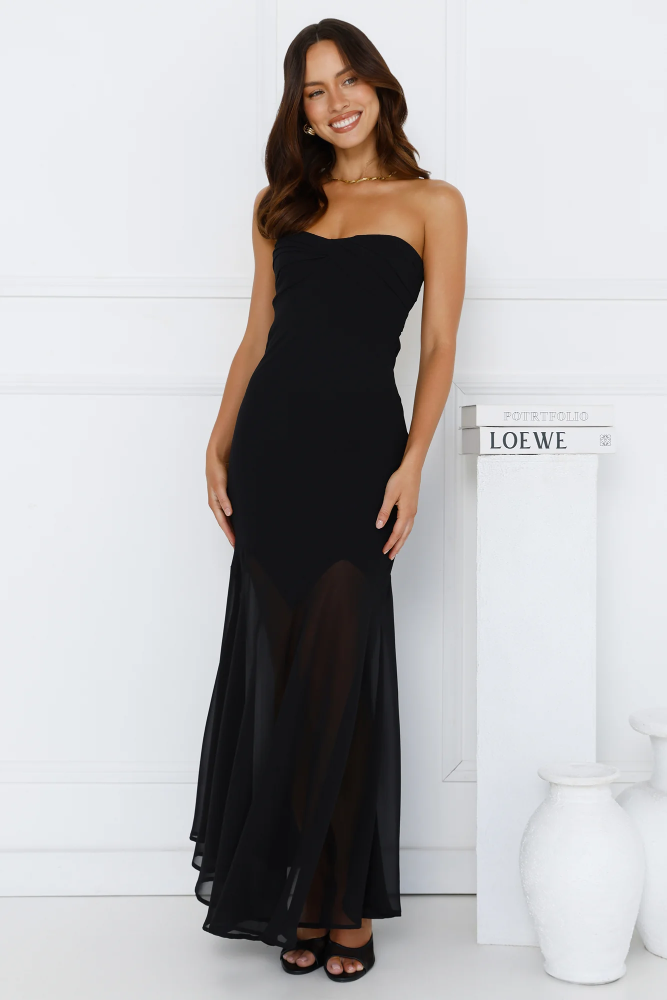 Luxe Leisure Strapless Maxi Dress Black