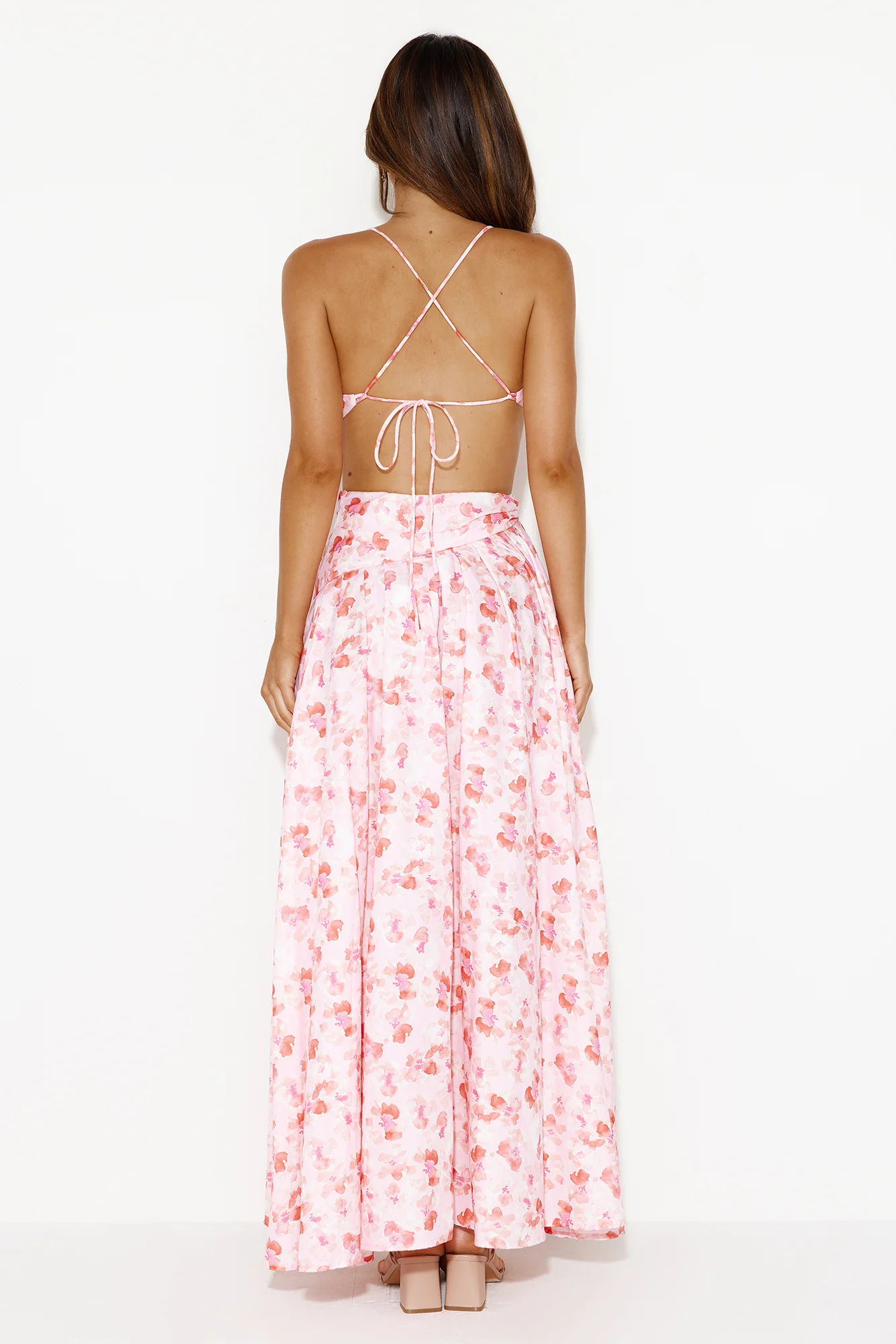 Rose Fields Midi Dress Pink