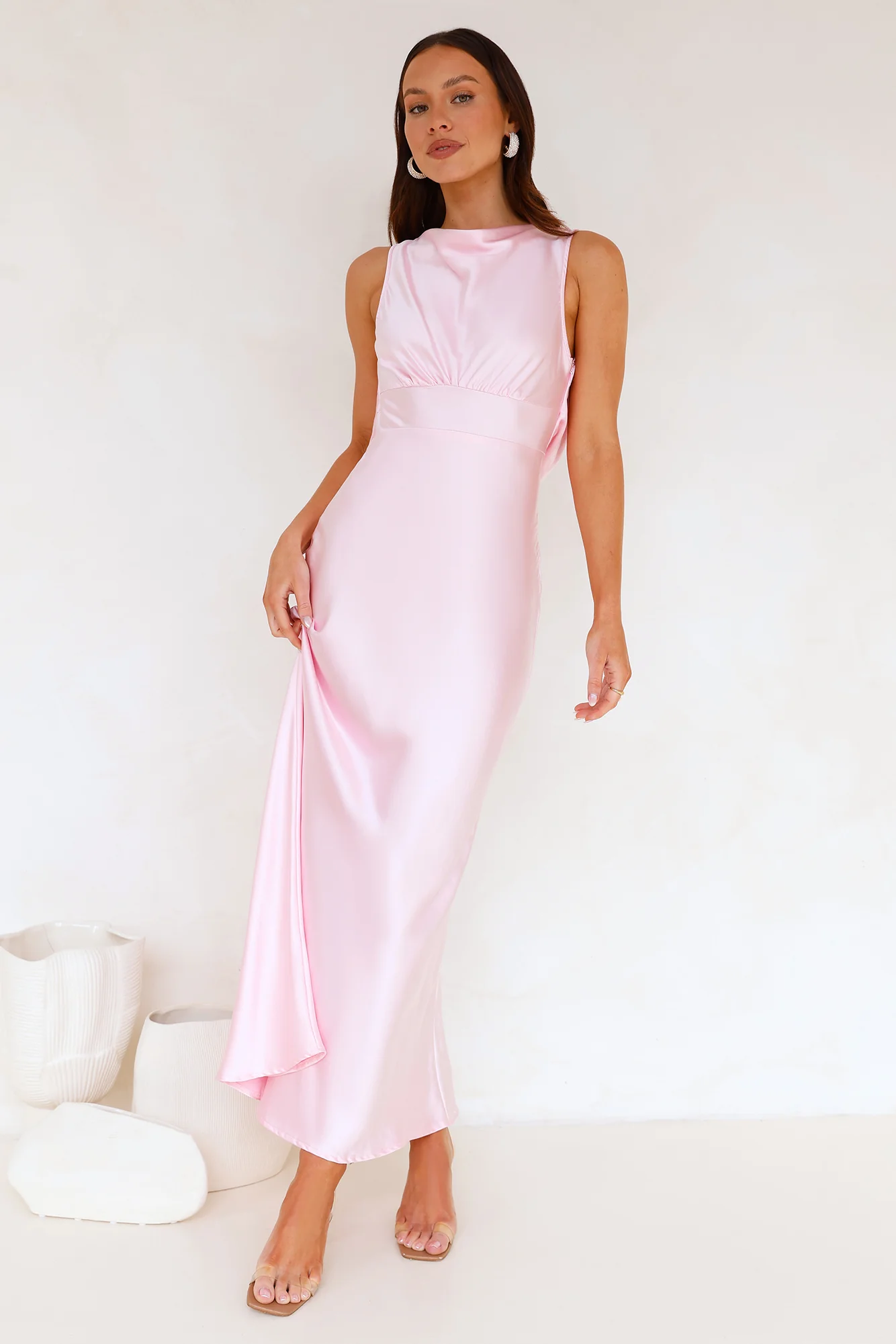 Rosalie Satin Maxi Dress Pink