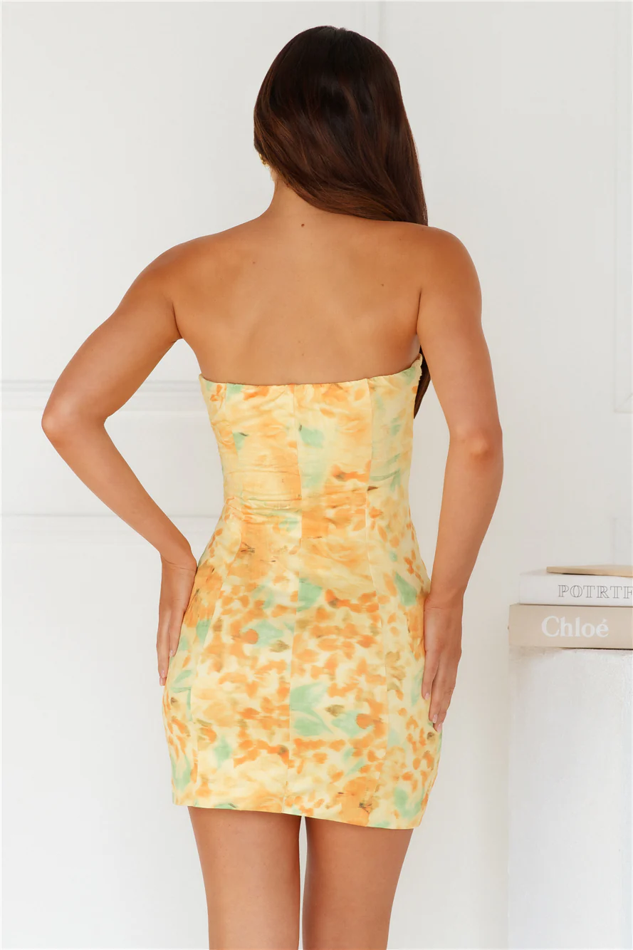 Midday Sun Strapless Mini Dress Yellow