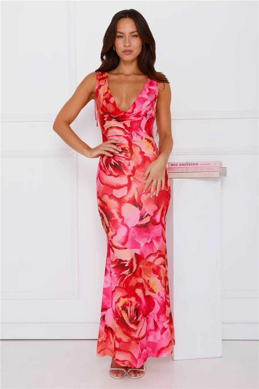 Pop Of Vibrancy Mesh Maxi Dress Pink