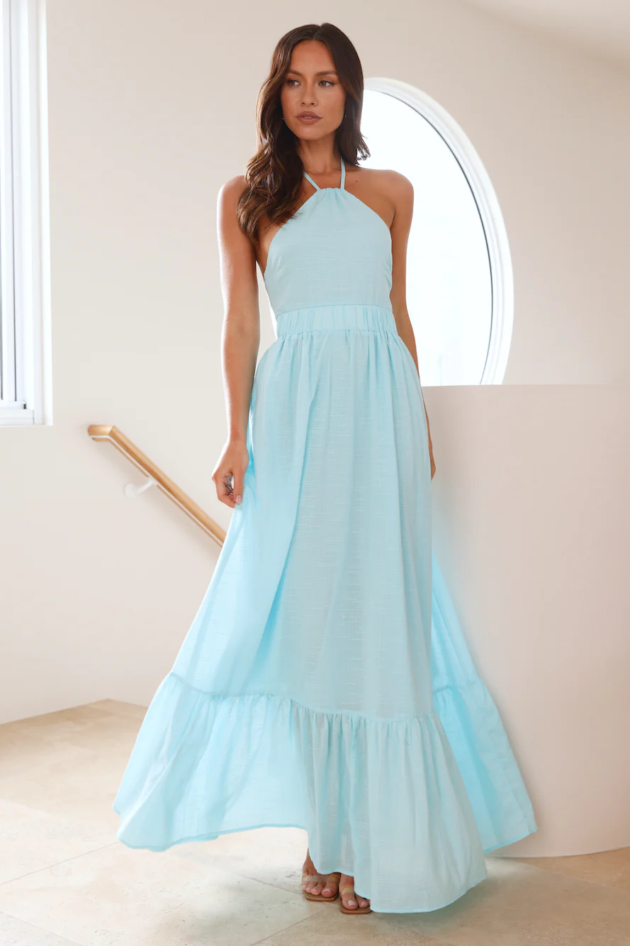 Ocean Charm Halter Maxi Dress Turquoise