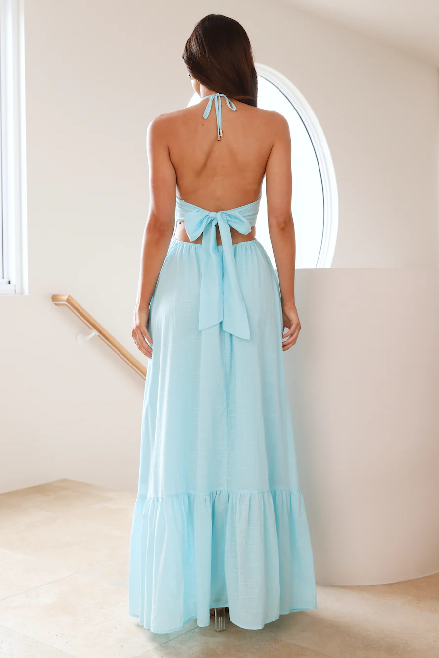 Ocean Charm Halter Maxi Dress Turquoise