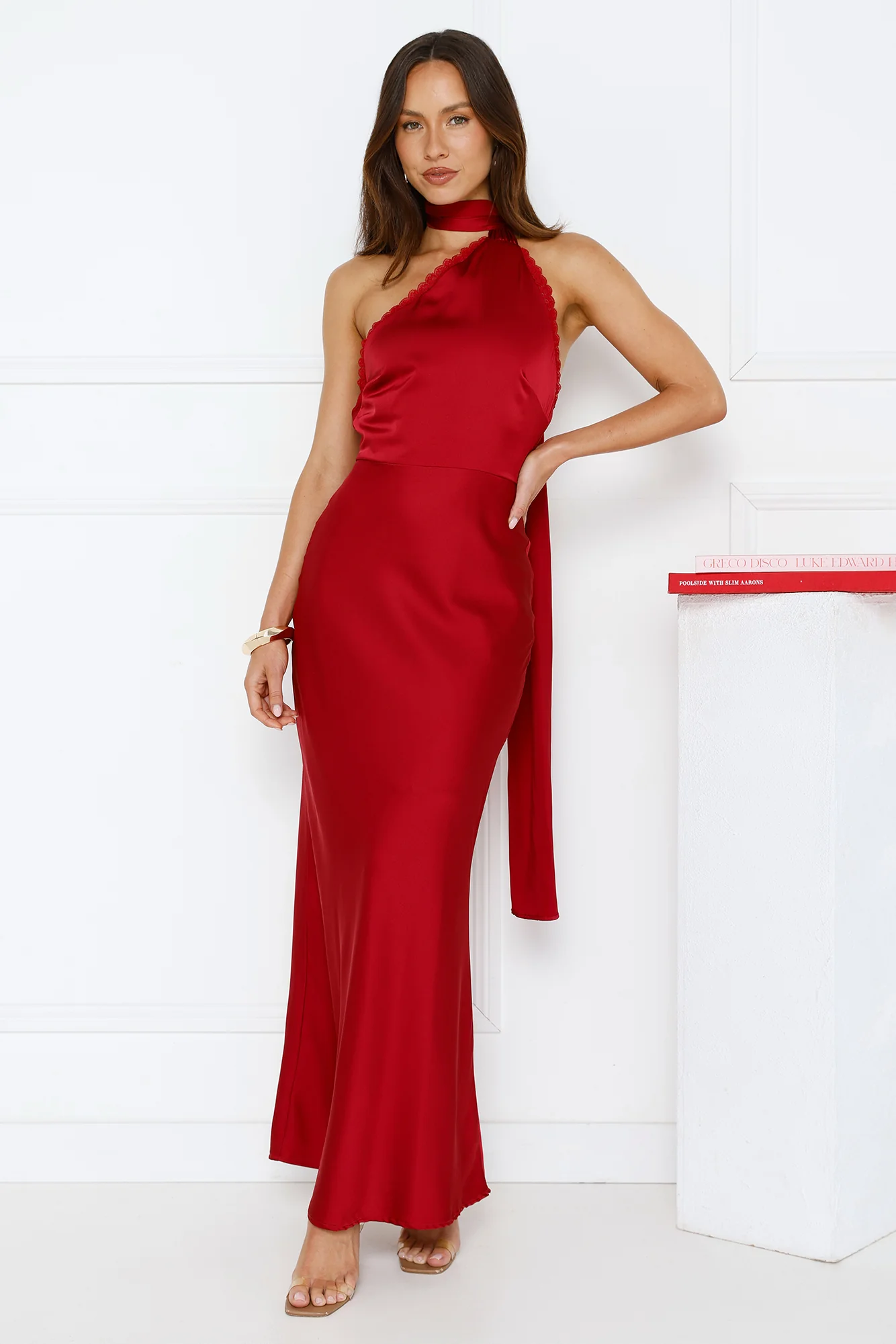 Luxe Experience Satin Maxi Dress Red