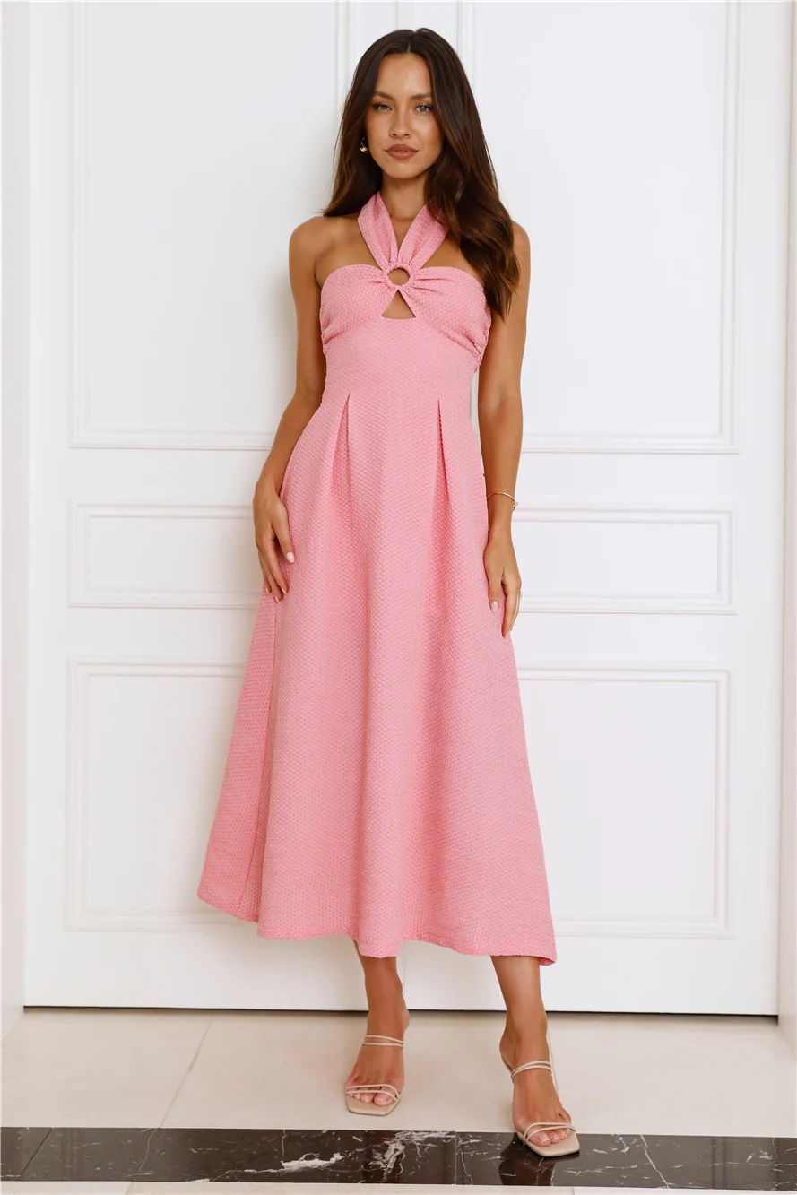 Secret Diaries Halter Maxi Dress Pink