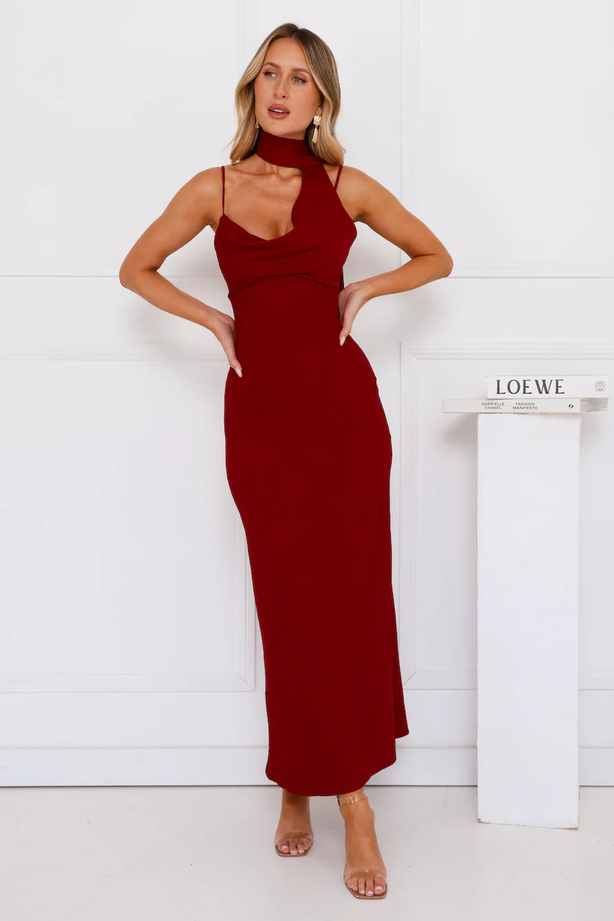Stylish Chic Maxi Dress Wine