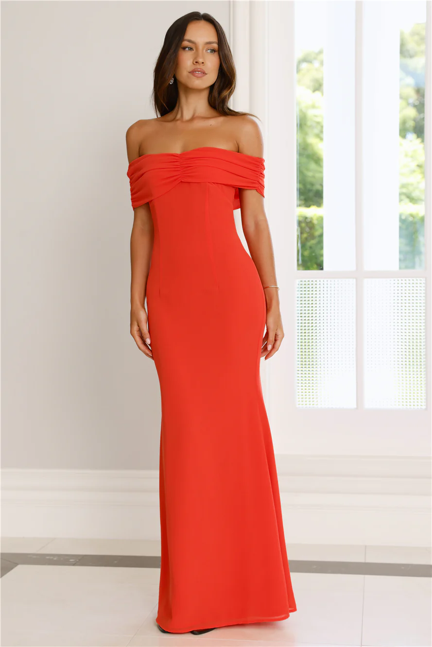 Endless Desire Off Shoulder Maxi Dress Tangerine